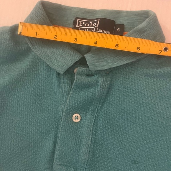 Y2K Vintage Polo by Ralph Lauren Men's Turquoise Polo with Multicolor Stripes - Picture 8 of 11